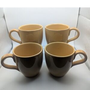Pier 1 Toscana Gold Hand Coffee Mug Painted Italy Ceramic  Cup Set of 4 Large
